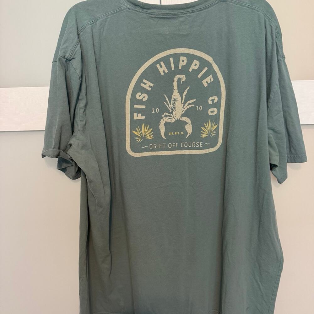 Fish Hippie Co Mens XXL Scorpion Graphic T Shirt Green Drift Off Course cotton